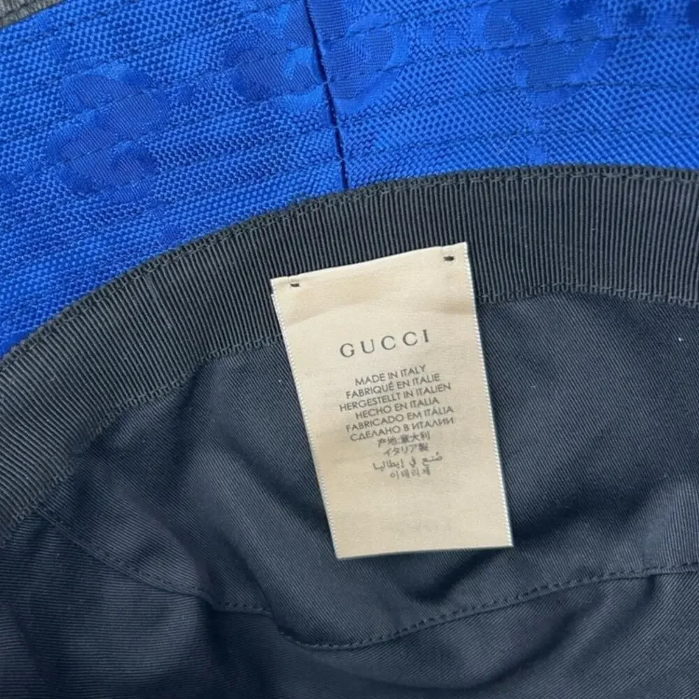 Gucci blue monogram off the grid bucket hat size medium, made in Italy